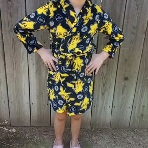 Pokemon Kids Fleece Pajama Robe XS (4-6) Long Sleeve Tie Waist
